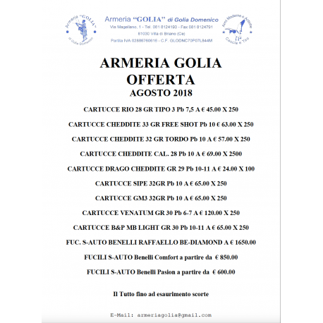OFFERTA PER IL MESE DI AGOSTO 2018